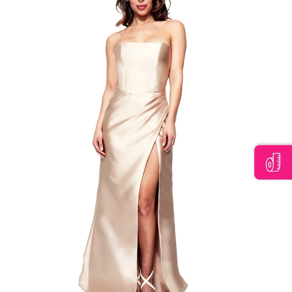 Bari Jay Strapless Champagne Bridesmaid Gown 2457
